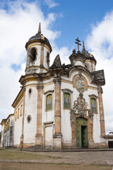 Fototapeta na wymiar Ouro Preto, Minas Gerais, Brazil: side view of Church of Saint Francis of Assisi, a Rococo Catholic church in Ouro Preto