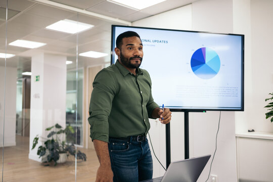 Businessman making a presentation at a meeting in the office