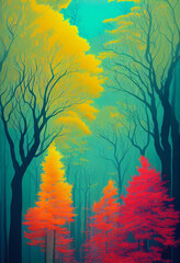 intricate trees fantasy forest line art beautiful Generative AI Content by Midjourney