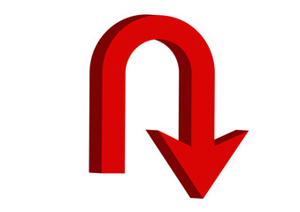 立体的なUターンの矢印のイラスト