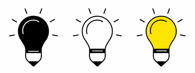 Light bulb icon. Light bulb icon set isolated white background. Stock vector illustration.