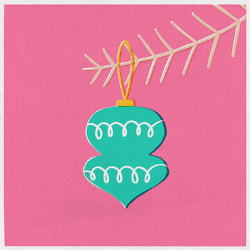 Retro Christmas ball ornament. Concept illustration