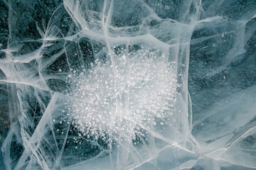 Ice pattern of the frozen lake