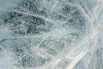 Ice pattern of the frozen lake