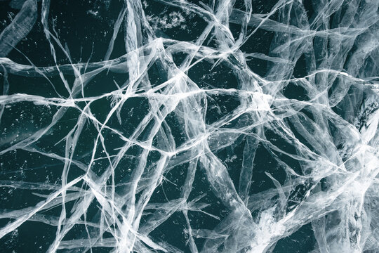 Ice pattern of the frozen lake