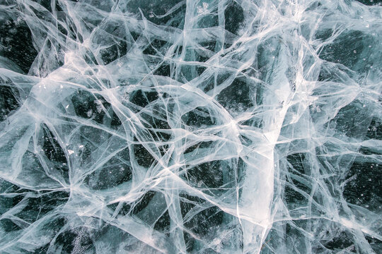 Ice pattern of the frozen lake