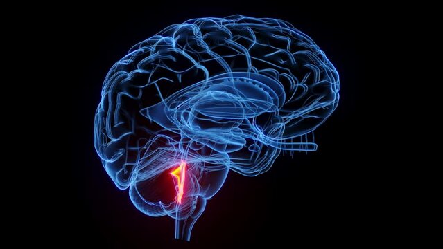 3D rendered medical animation of the fourth ventricle