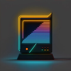 neon magical computer monitor, generative ai