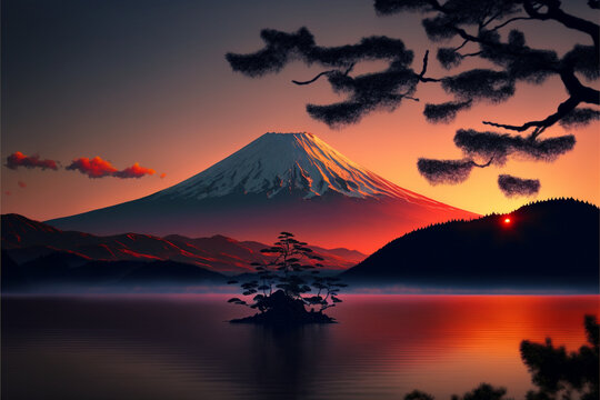 Beautiful image of Mount Fuji, located in Japan, very beautiful
