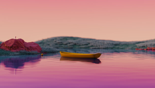 Lonely boat at lake