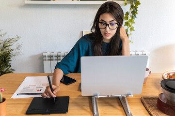 Moroccan woman doing homework 