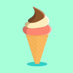 Ice cream in cartoon style. Flat vector illustration.