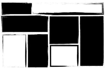 brush rectangles. Geometric art. Ink paint brush stain. Vector illustration.