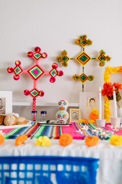 Mexican altar setup at home