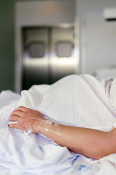 Unrecognizable woman in hospital