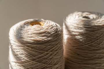 A warm thread in the winter sun.yarn wool.