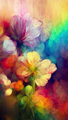Fototapeta na wymiar Abstract blur gradient flowers background in bright rainbow illustration Generative AI Content by Midjourney