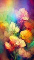 Abstract blur gradient flowers background in bright rainbow illustration Generative AI Content by Midjourney