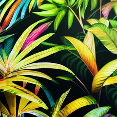 Colorful jungle pattern with copy space highly detailed realis illustration Generative AI Content by Midjourney