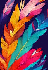 Abstract Colorful Feathers rendering art Generative AI Content by Midjourney