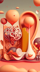 Surreal Abstract Fantasy World  Postproducted generative AI digital illustration.