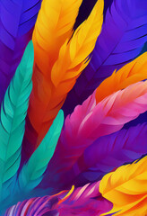 Abstract Colorful Feathers rendering art Generative AI Content by Midjourney