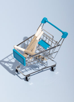 Miniature shopping cart with cannabis prerolls