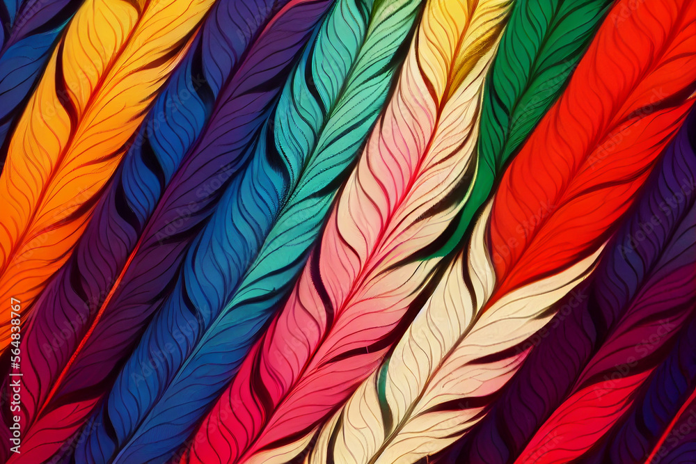 Poster abstract colorful feathers rendering art generative ai content by midjourney