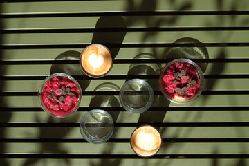 Rhubarb porridge amd coffee