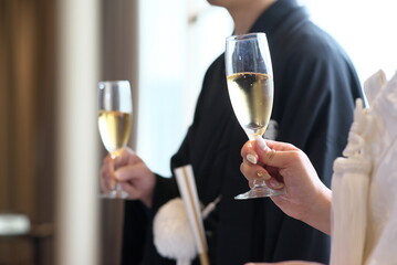 toasting with champagne