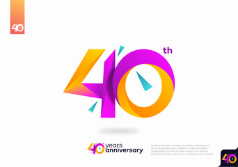 Number 40 logo icon design, 40th birthday logo number, anniversary 40