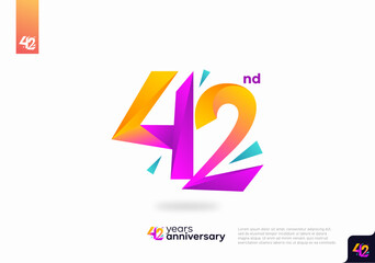 Number 42 logo icon design, 42nd birthday logo number, anniversary 42