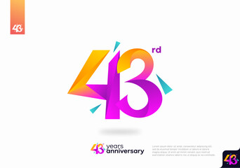 Number 43 logo icon design, 43rd birthday logo number, anniversary 43 - obrazy, fototapety, plakaty