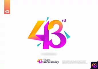 Foto op Aluminium Number 43 logo icon design, 43rd birthday logo number, anniversary 43 © Artsetya
