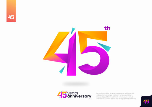Number 45 logo icon design, 45th birthday logo number, anniversary 45