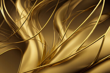Abstract gold wire dynamic streamline illustration Generative AI Content by Midjourney