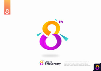Number 8 logo icon design, 8th birthday logo number, anniversary 8