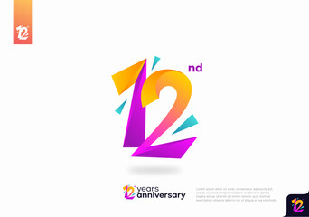 Number 12 logo icon design, 12th birthday logo number, anniversary 12