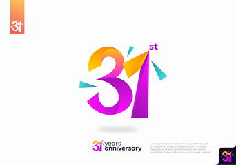 Number 31 logo icon design, 31st birthday logo number, anniversary 31