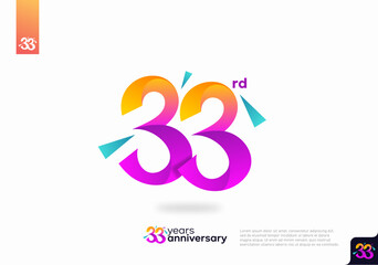 Number 33 logo icon design, 33rd birthday logo number, anniversary 33