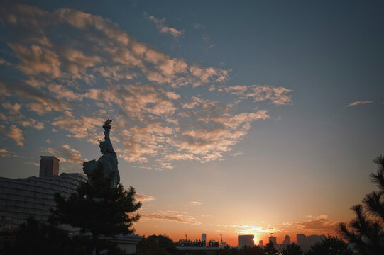 View of sunset in Tokyo.
