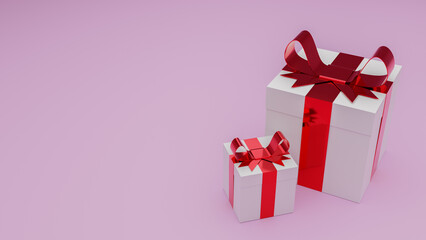 white valentines gift box in pink background