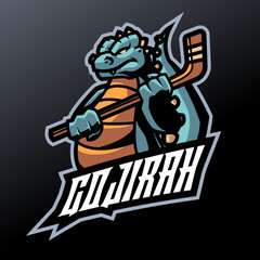 Fototapeta na wymiar Gojira Mascot Logo for Hockey Team