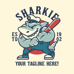 Shark Retro Logo mascot for Sports Team