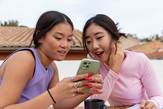 Asian friends browsing Internet