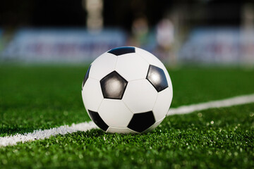 soccer ball on the field in closeup