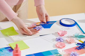 stylist checking color gamma for new project