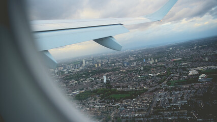 Window view plane city view 