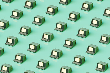 Repetition concept, old style computer terminal