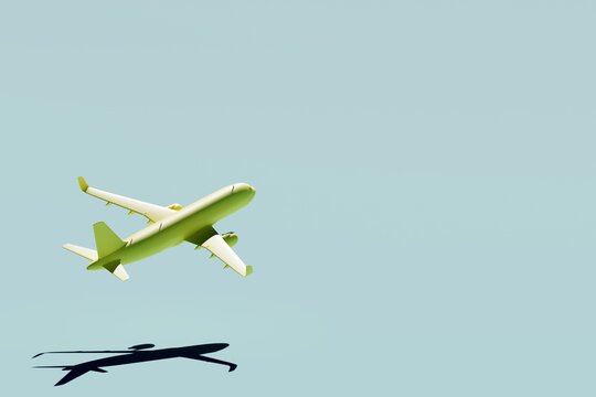 Airplane isolated on blue background. 3D Rendering.